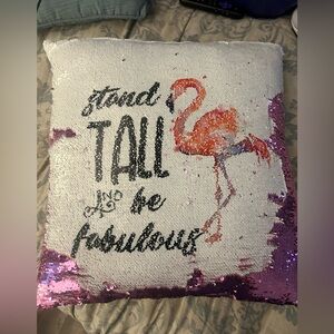 Sequin Flamingo Throw Pillow - Personalized with name London